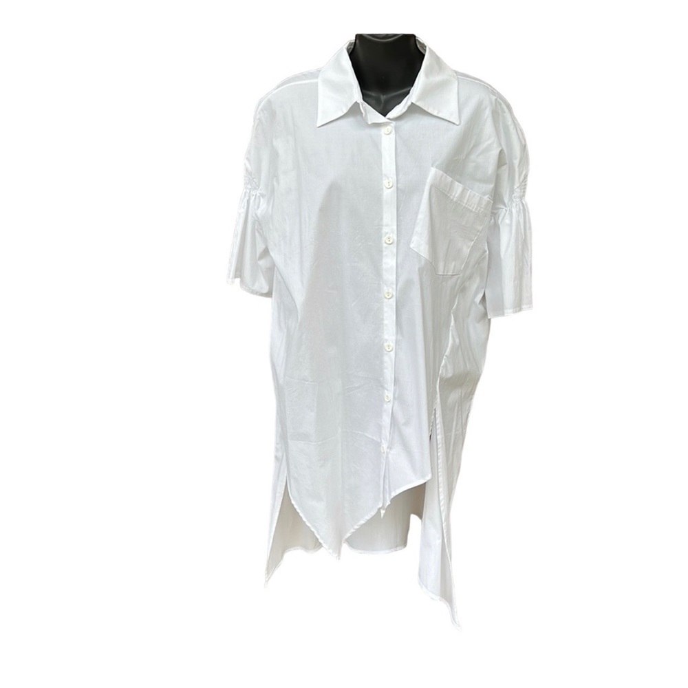 H4 white cotton long funky shirt, size M/L, NWT